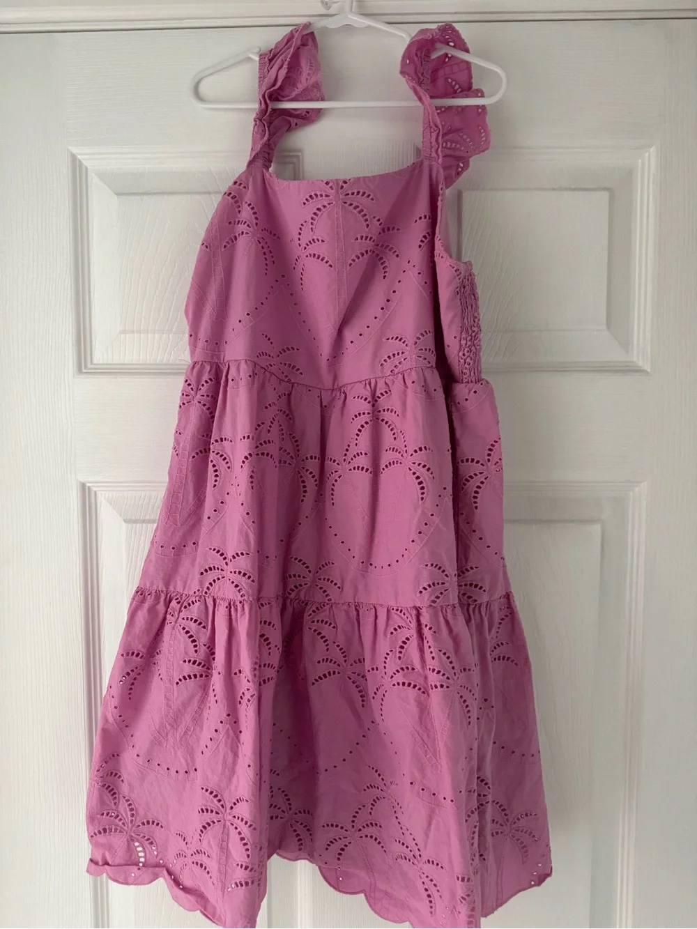 Girls Pink Eyelet Sundress with Ruffle Straps